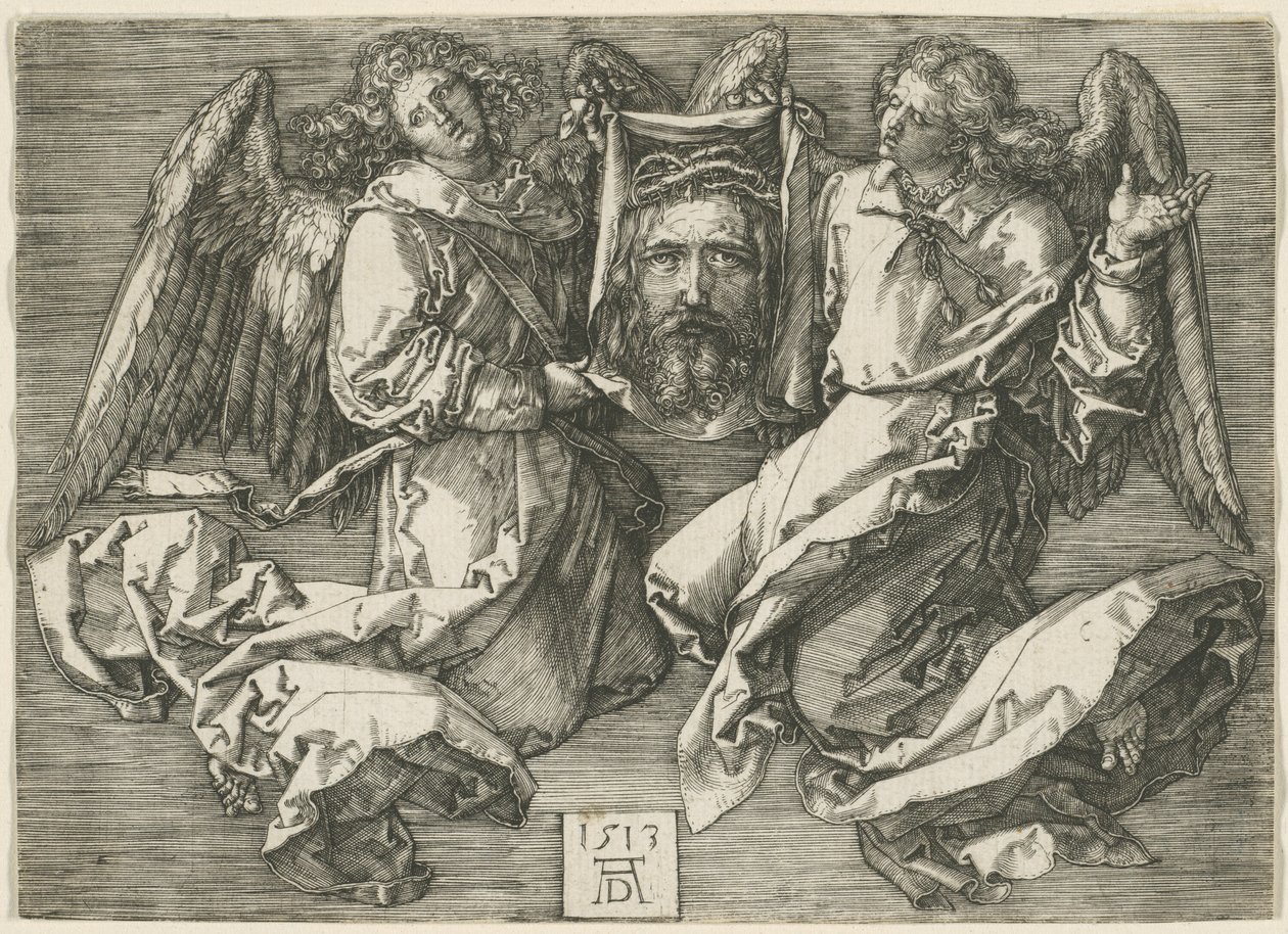 Sudarium visas av två änglar av Albrecht Dürer
