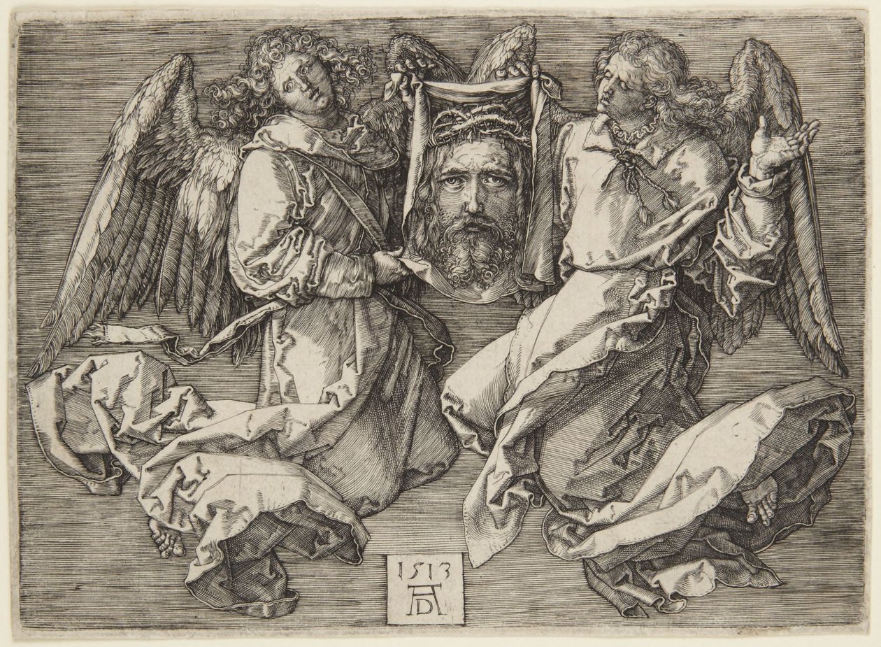 Svepeduk hållen av två änglar av Albrecht Dürer