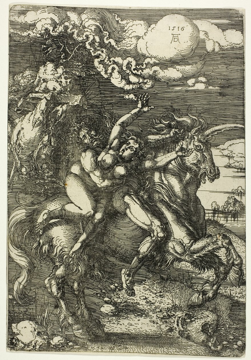 Bortförandet av proserpin på en enhörning av Albrecht Dürer