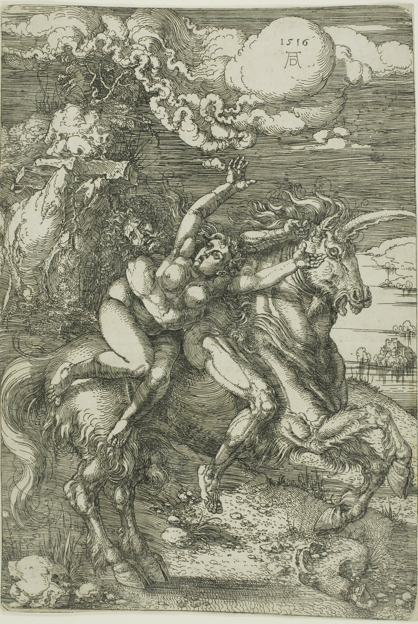 Bortförandet av proserpin på en enhörning av Albrecht Dürer