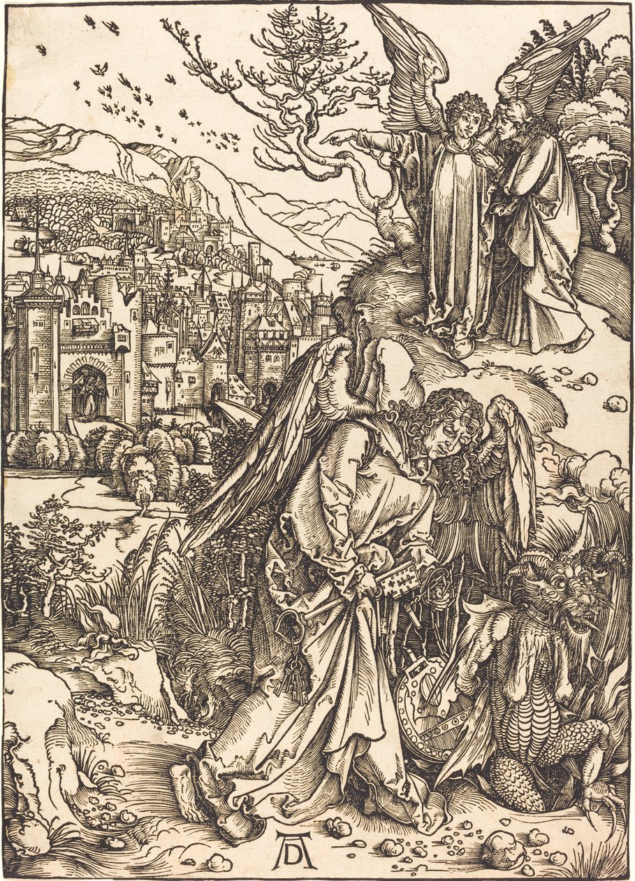 Ängeln med nyckeln till den bottenlösa gropen av Albrecht Dürer