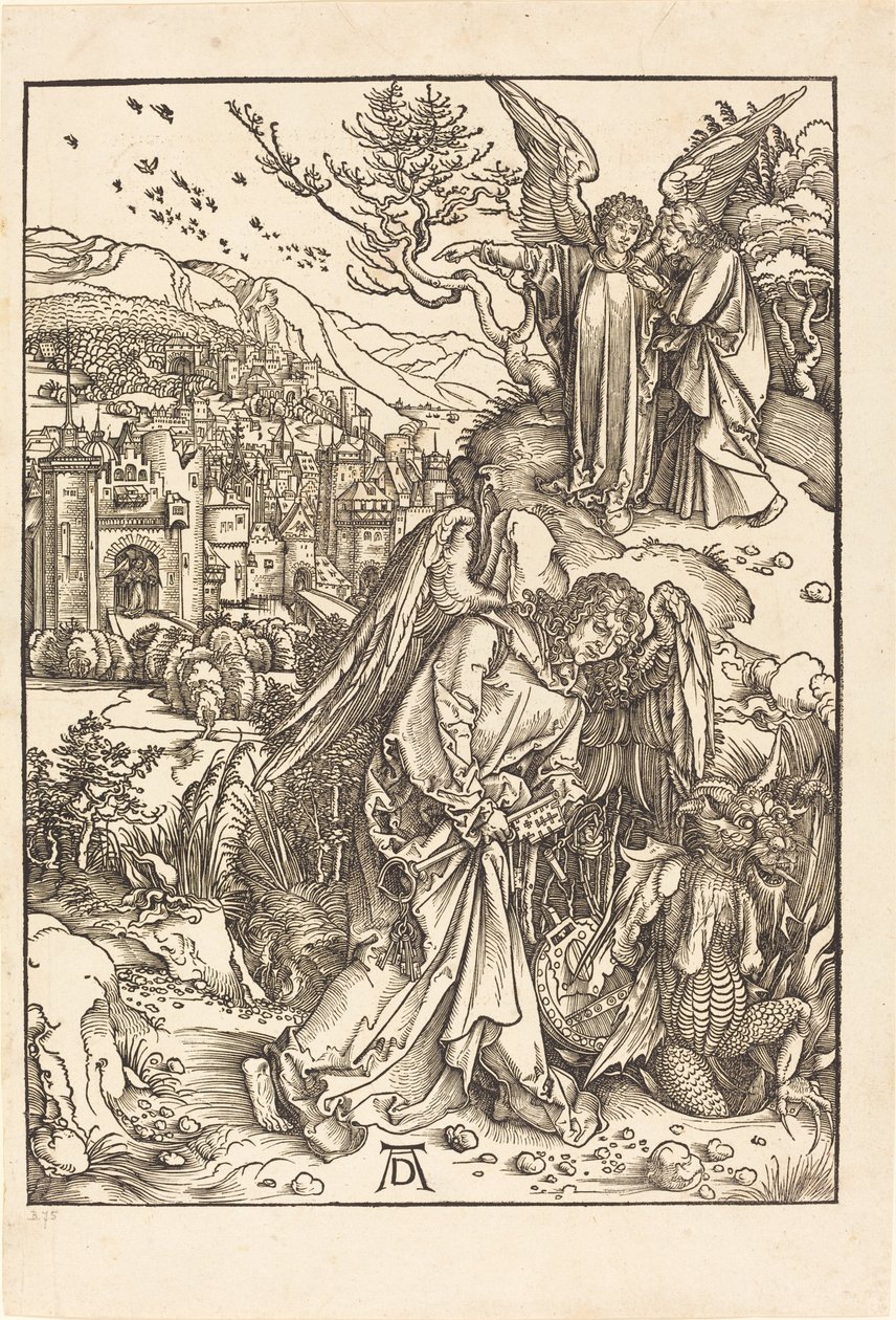 Ängeln med nyckeln till den bottenlösa gropen av Albrecht Dürer