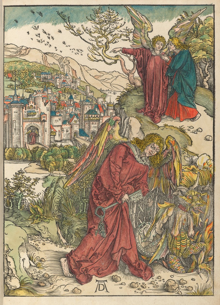 Ängeln med nyckeln till den bottenlösa gropen av Albrecht Dürer