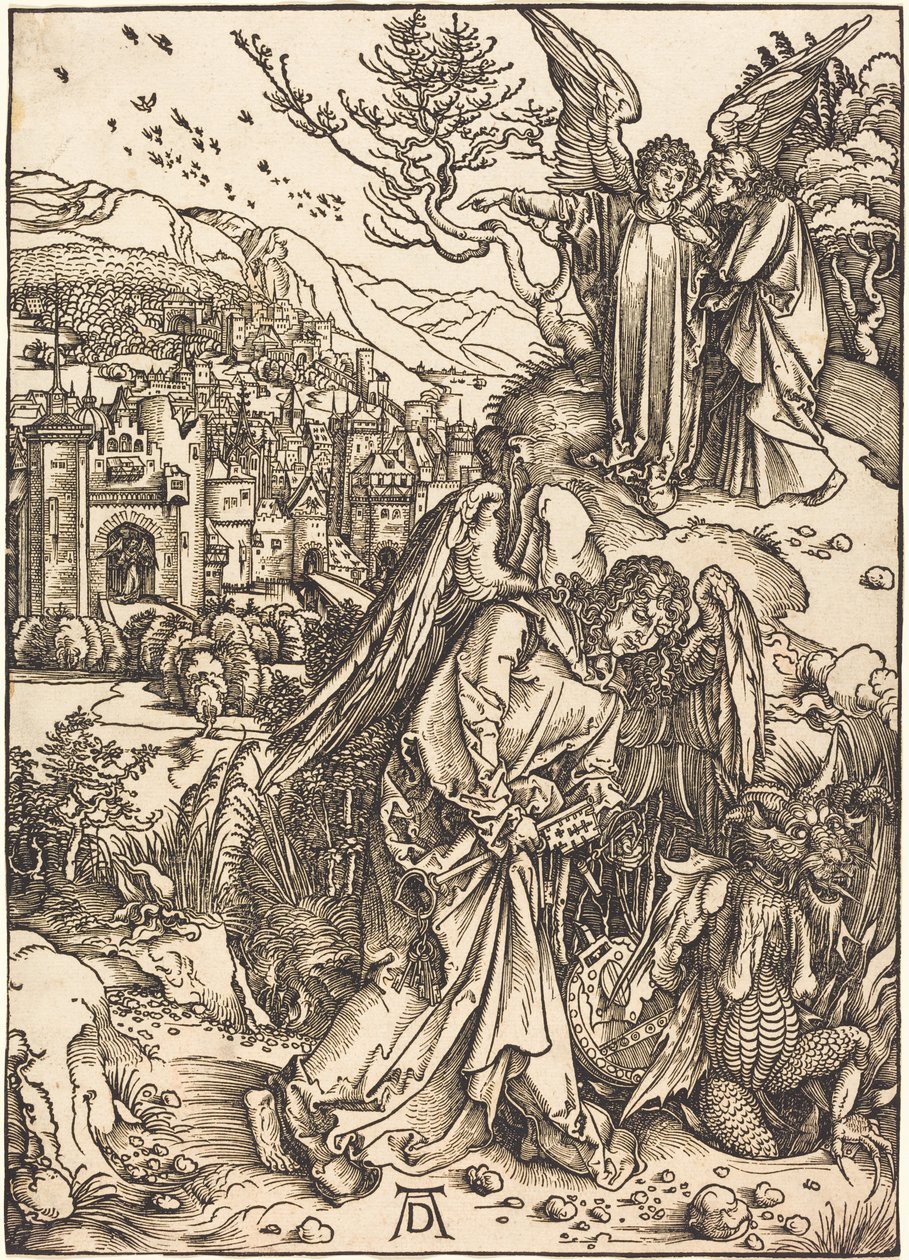 Ängeln med nyckeln till avgrunden av Albrecht Dürer