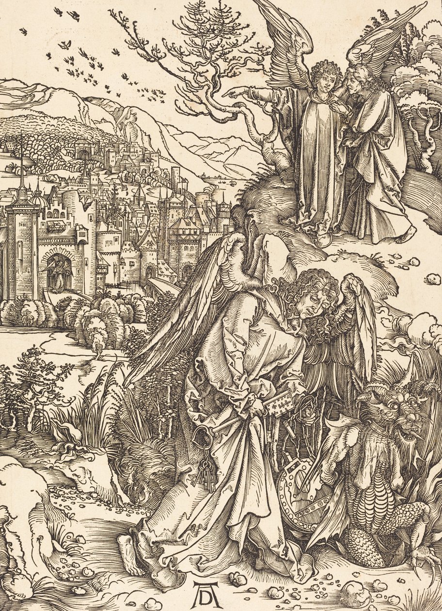 Ängeln med nyckeln till den bottenlösa gropen, 1498. av Albrecht Dürer