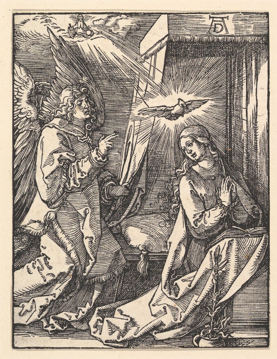 Bebådelsen, ur ”Den lilla passionen” av Albrecht Dürer
