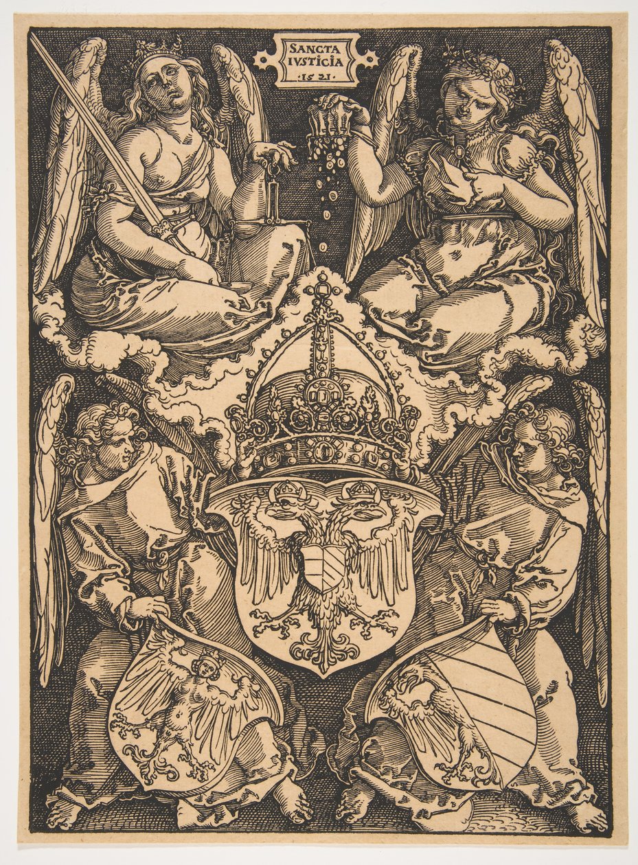 Det heliga romerska imperiets och staden Nürnbergs vapen.n.d. av Albrecht Dürer