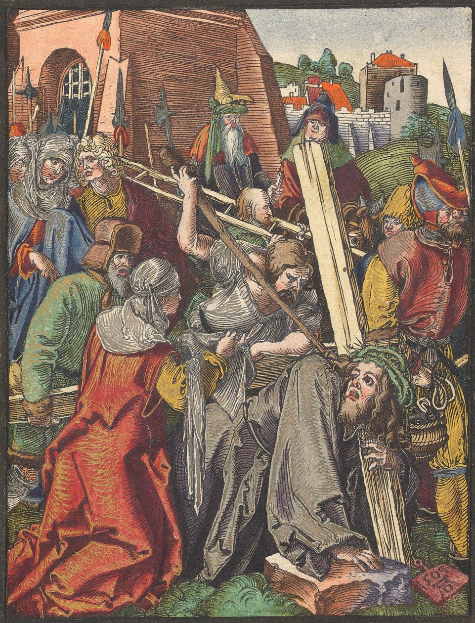 The Bearing of the Cross, från Small Woodcut Passion.n.d. av Albrecht Dürer