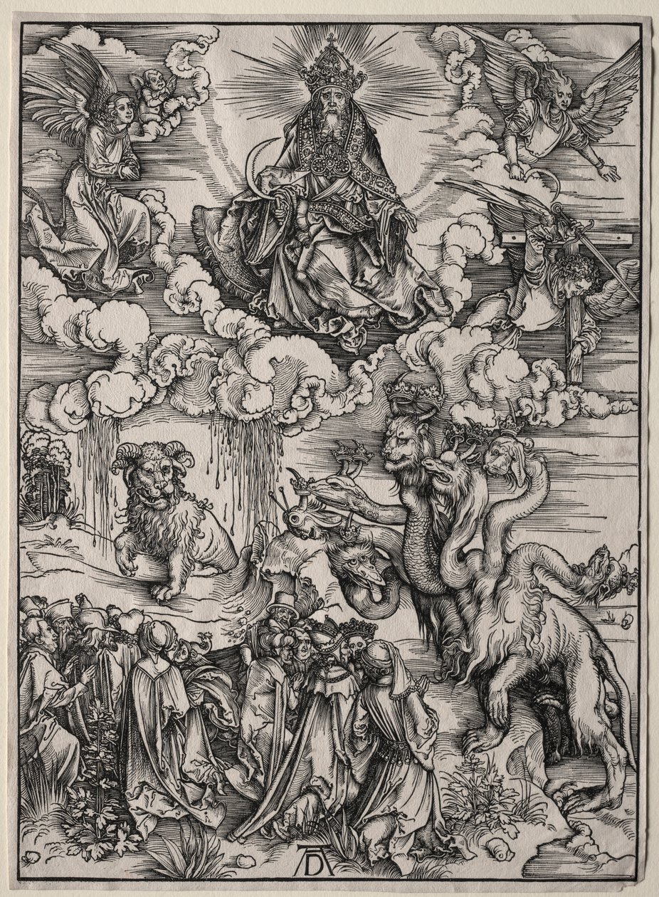 Odjuret med sju huvuden och Odjuret med lammhorn. av Albrecht Dürer
