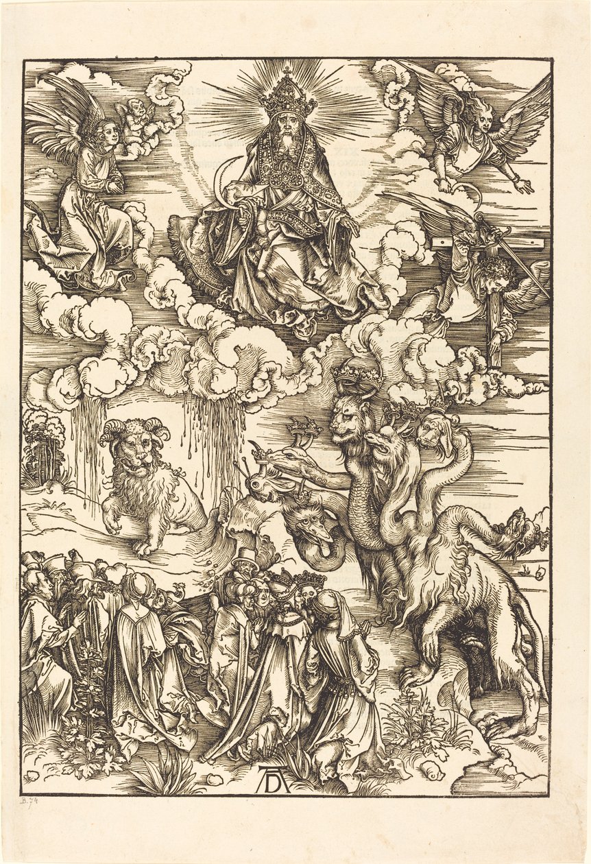 Odjuret med två horn som ett lamm av Albrecht Dürer