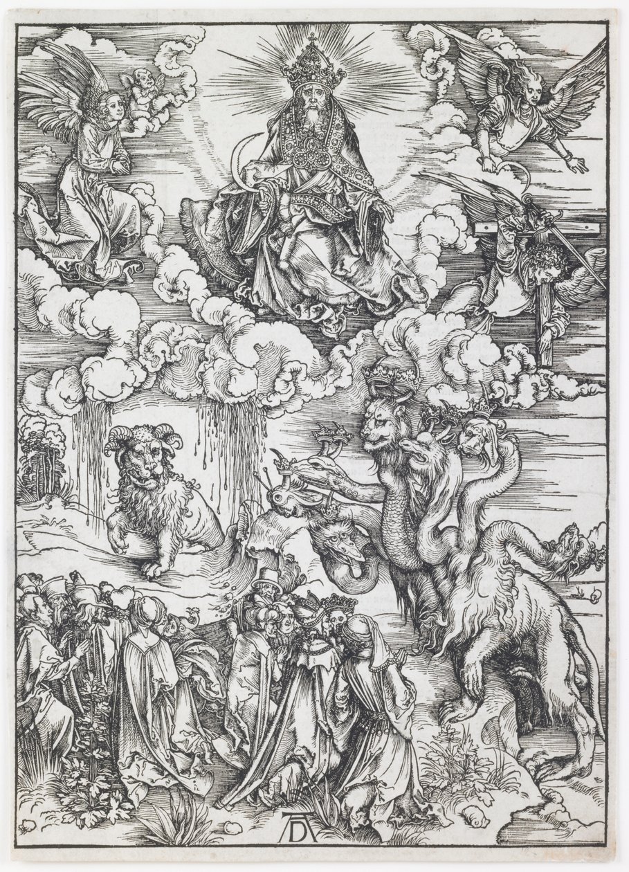 Odjuret med två horn som ett lamm, från serien "The Apocalypse" av Albrecht Dürer