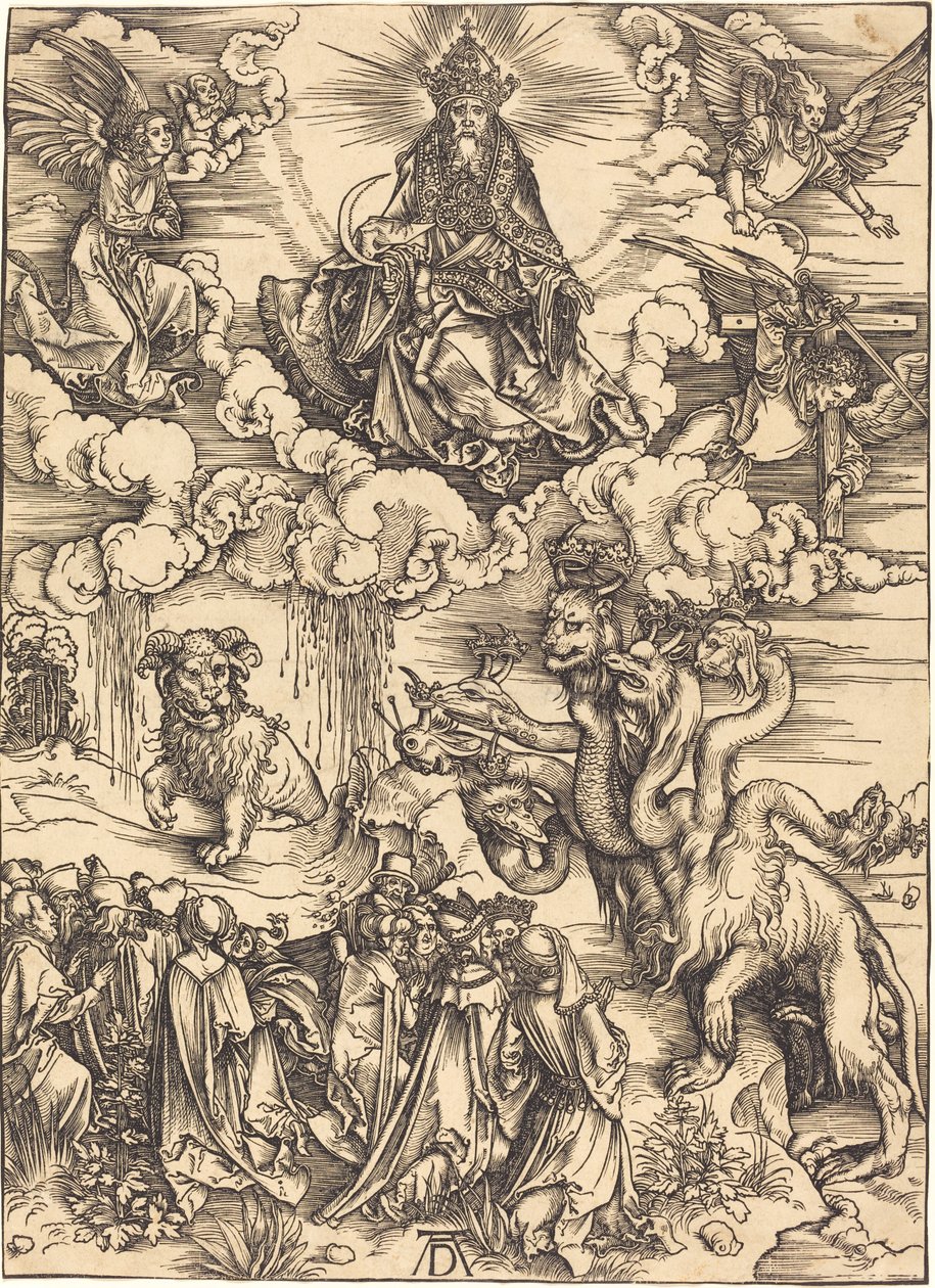 Odjuret med två horn som ett lamm av Albrecht Dürer
