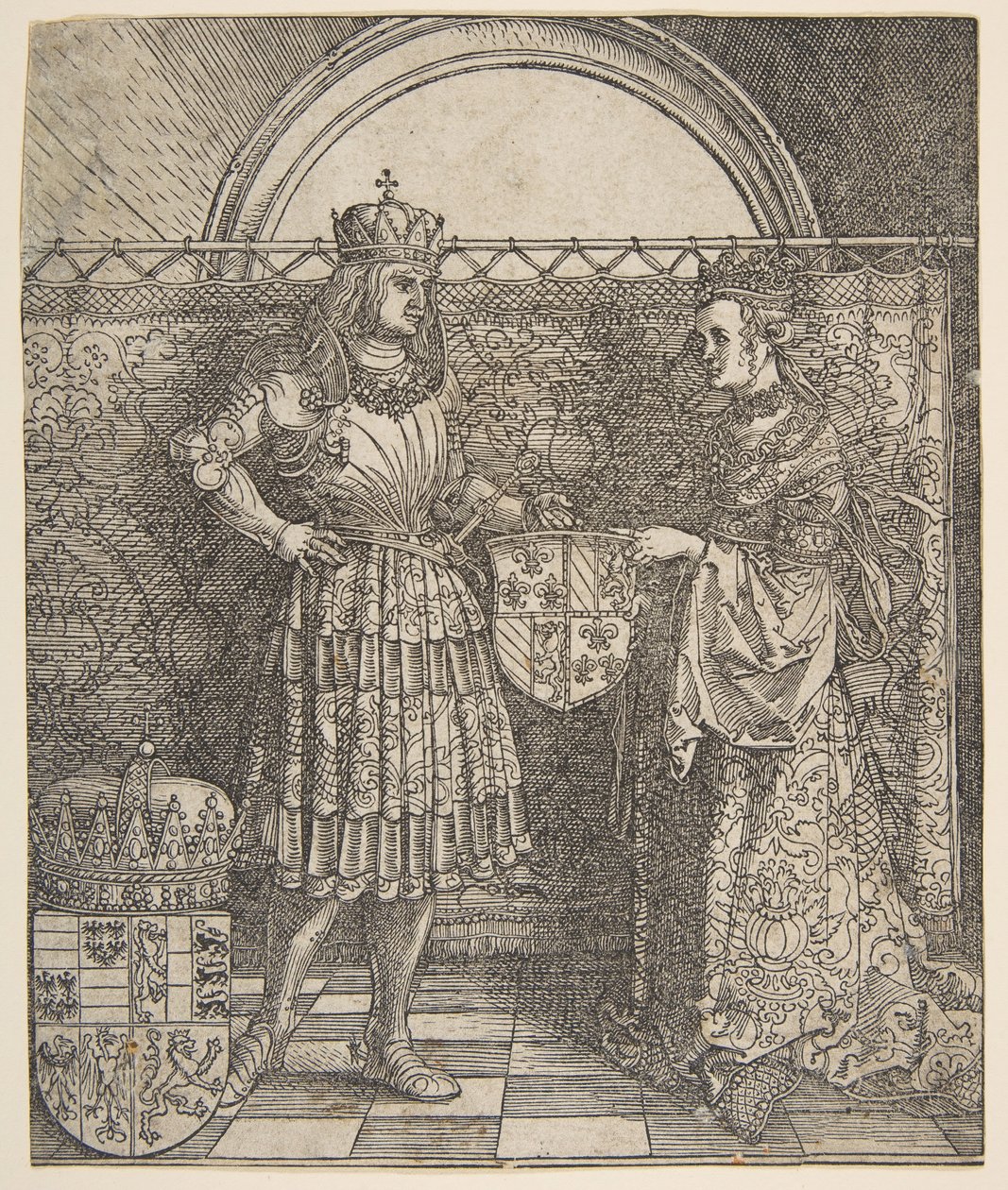 Trolovningen av Maria av Bourgogne från kejsar Maximilian I:s triumfbåge, 1515. av Albrecht Dürer