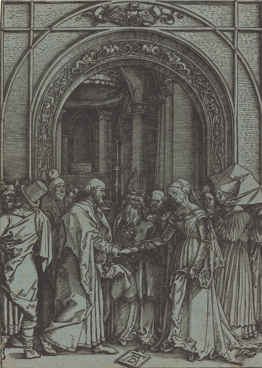 Jungfruns trolovning, c.1504-1505 tryckt 1560-1570-talet. av Albrecht Dürer
