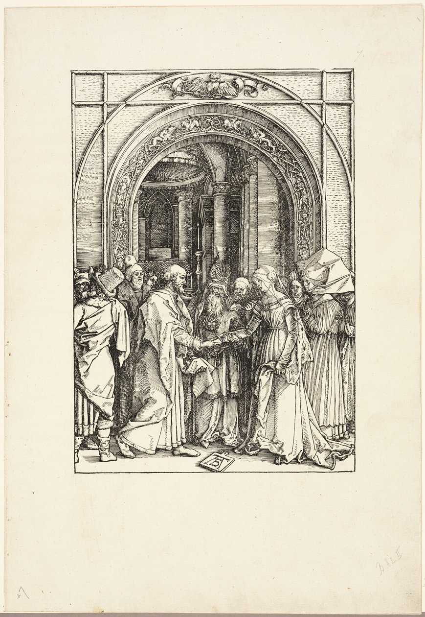 Jungfruns trolovning, från Jungfruns liv av Albrecht Dürer