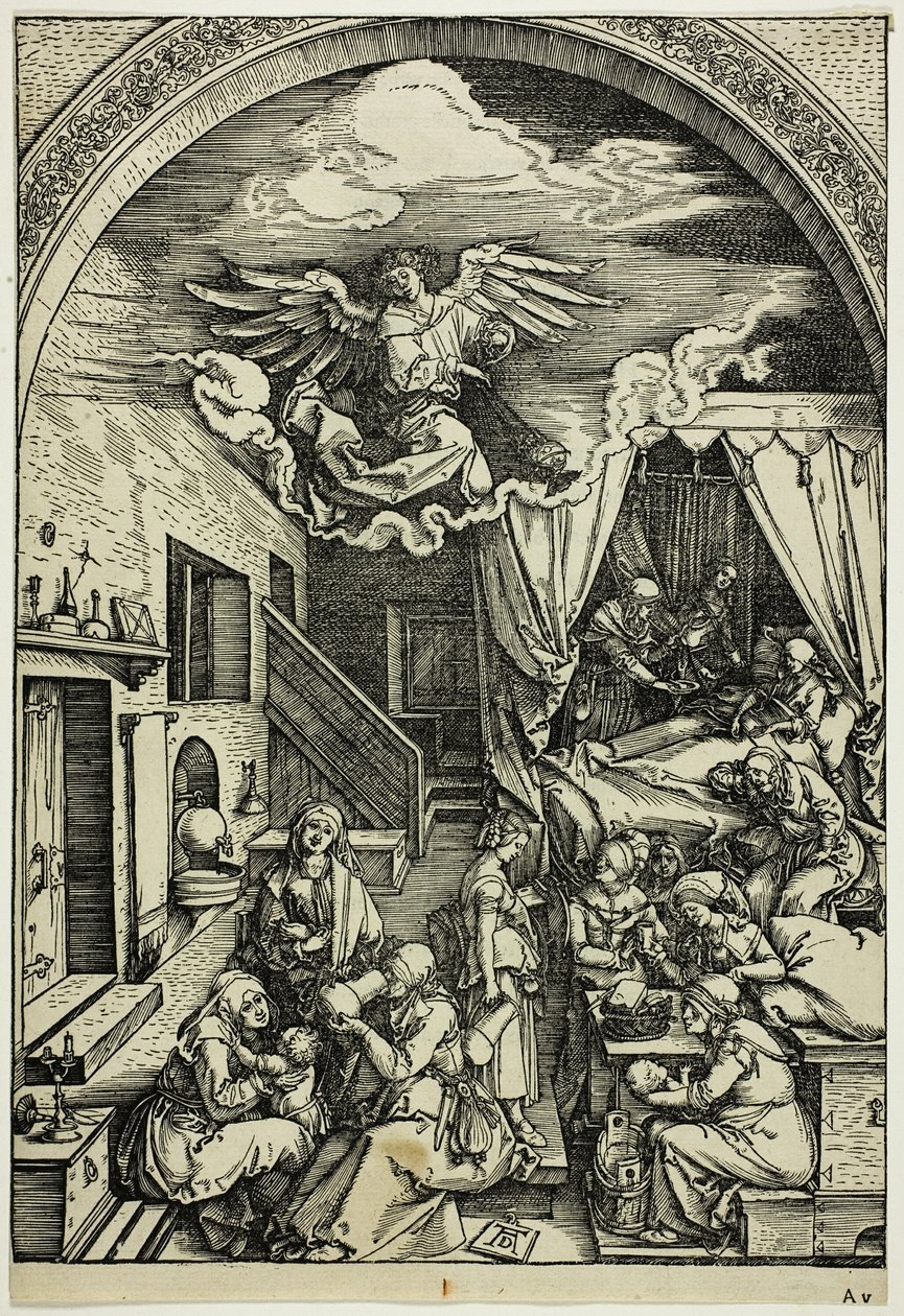 The Birth of the Virgin, från The Life of the Virgin av Albrecht Dürer