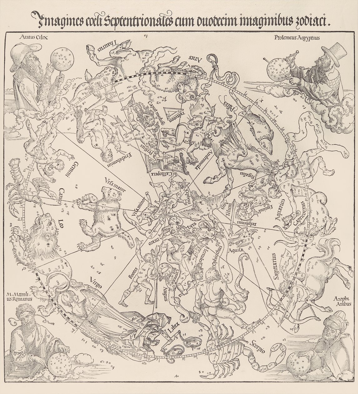 Den himmelska kartan - norra halvklotet, 1515., 1515. av Albrecht Dürer