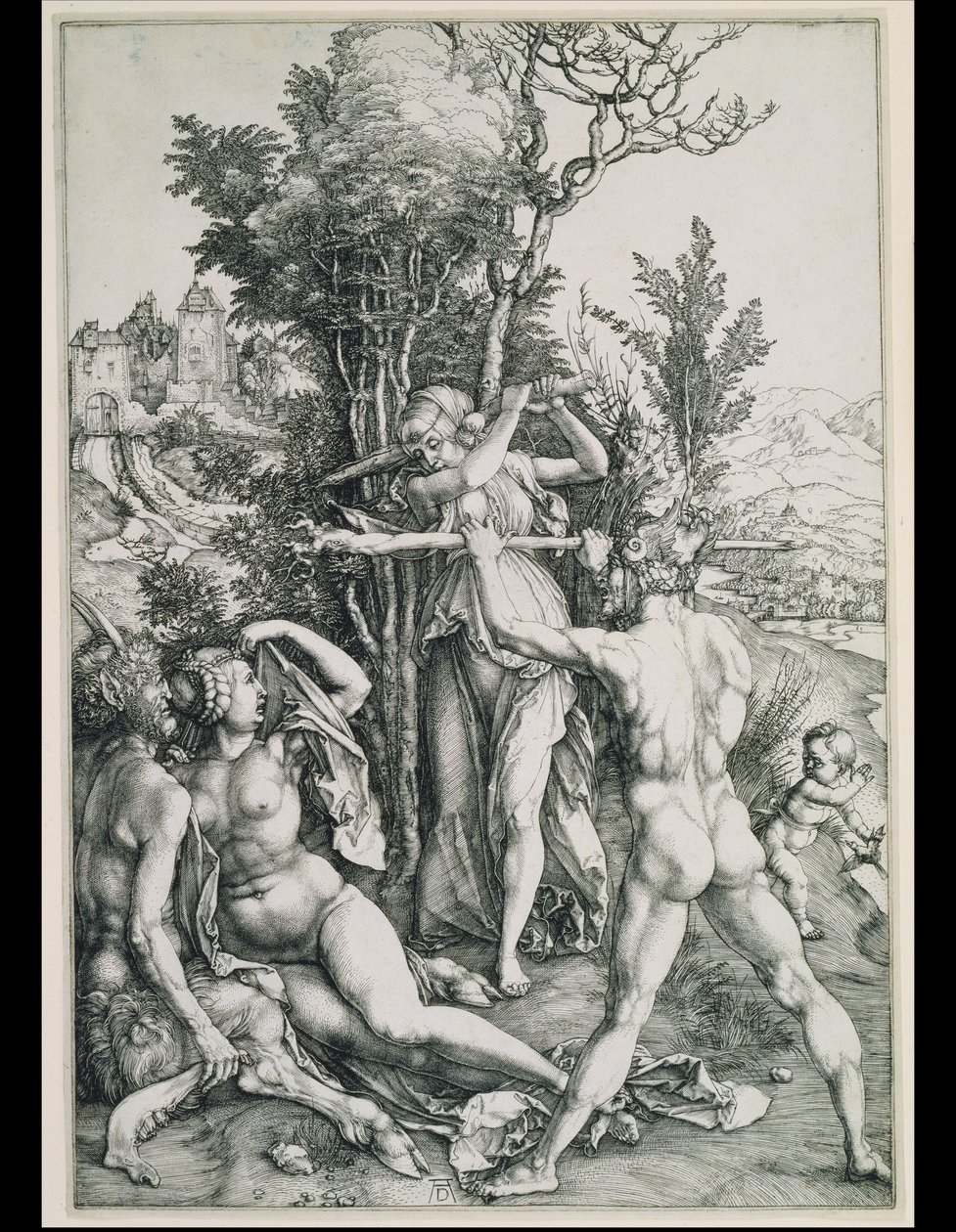 Striden mellan dygden och njutningen i Herkules närvaro av Albrecht Dürer