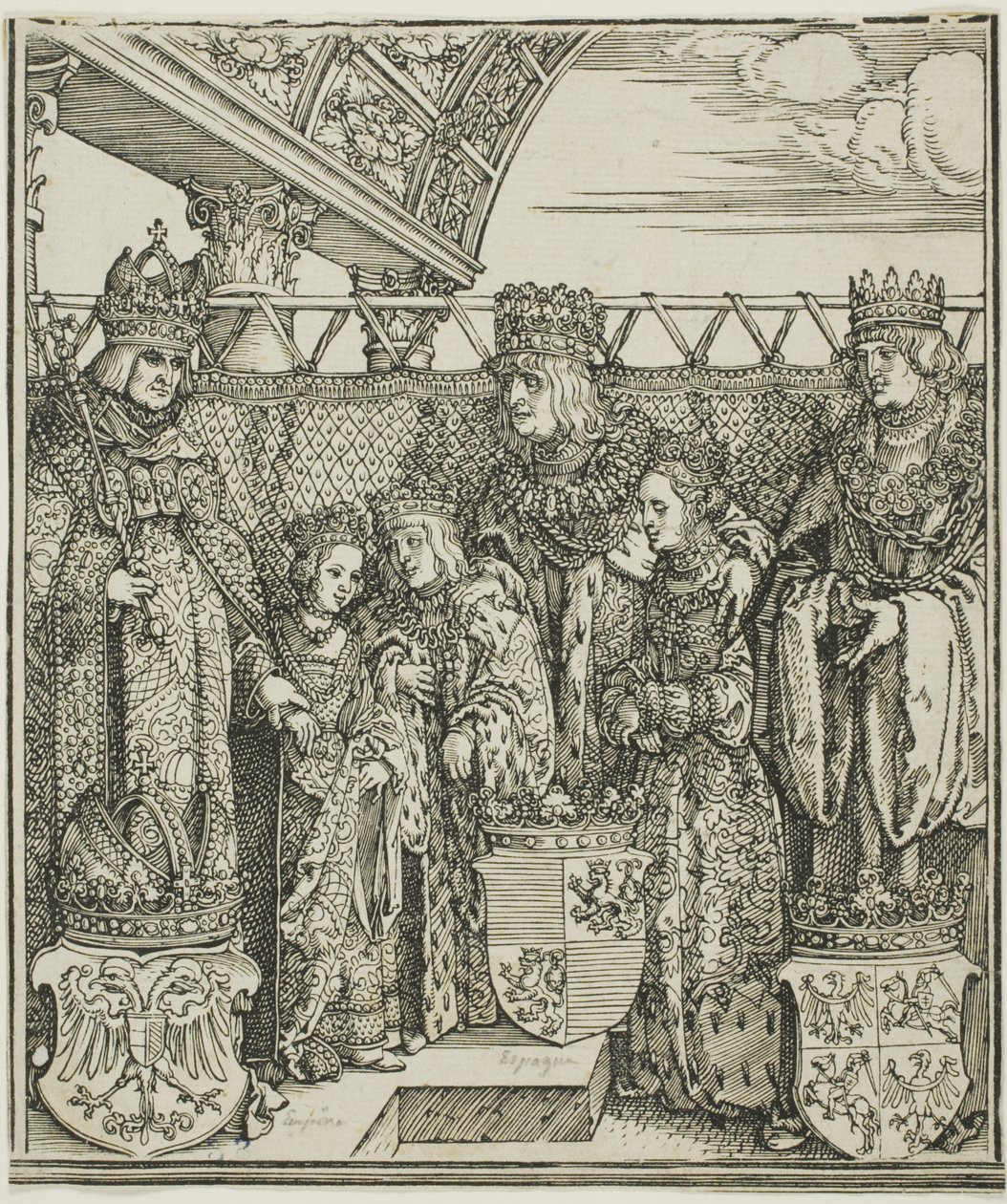 Kongressen och dubbelförlovningen i Wien, från Maximilian I:s triumfbåge av Albrecht Dürer