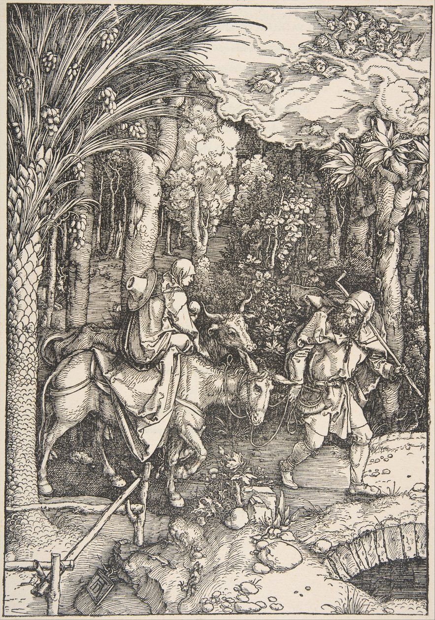Flygningen till Egypten, från Jungfruns liv, latinsk upplaga, 1511, 1511. av Albrecht Dürer