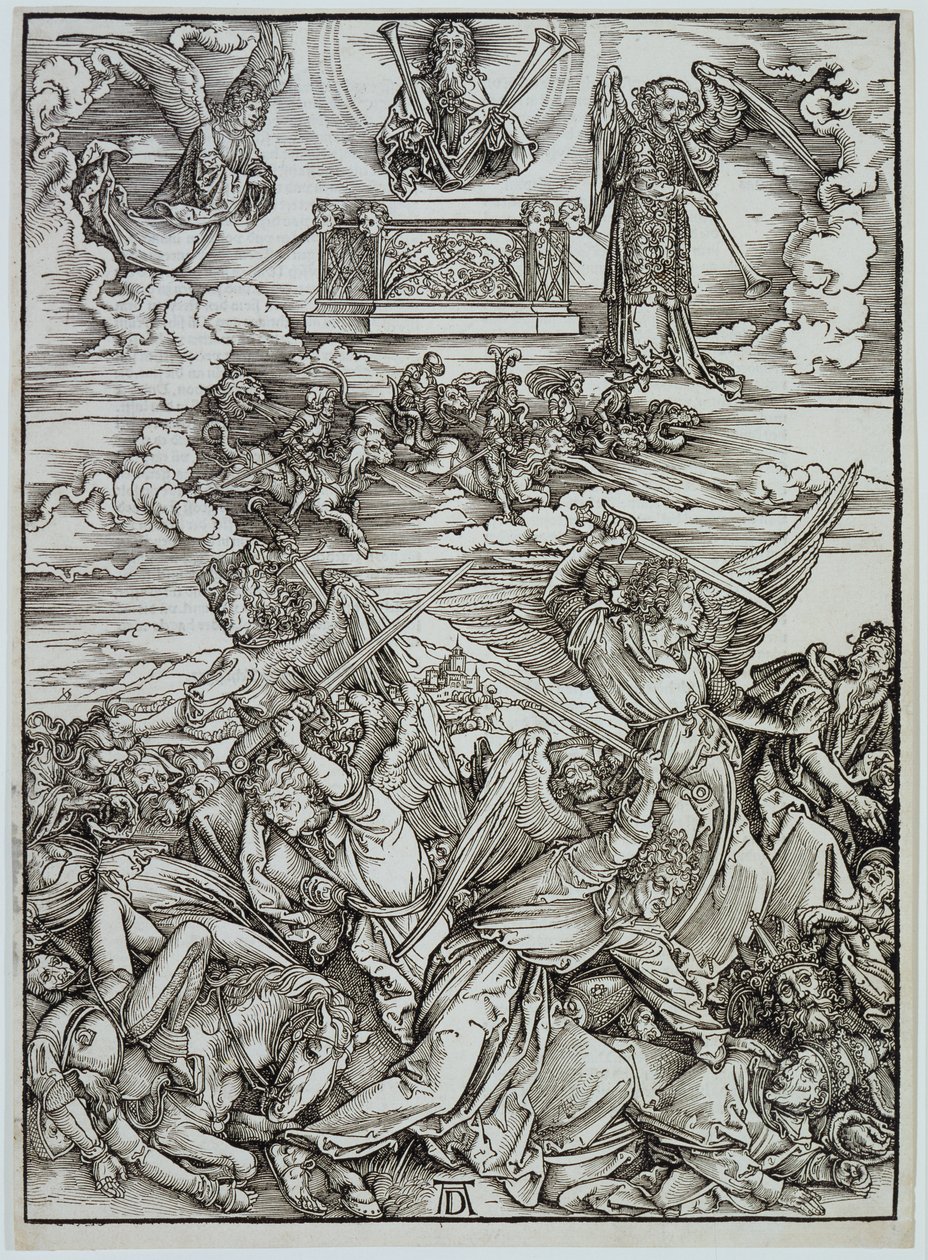 De fyra hämnande änglarna vid Eufrat, ur serien ”Apokalypsen” av Albrecht Dürer