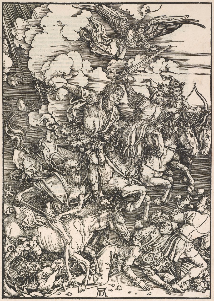 De fyra ryttarna, från The Apocalypse of St. John, 1497-98 av Albrecht Dürer