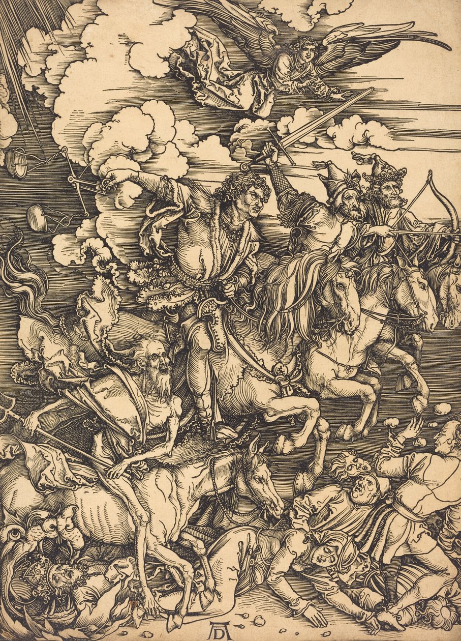 De fyra ryttarna, troligen ca. 14961498. av Albrecht Dürer