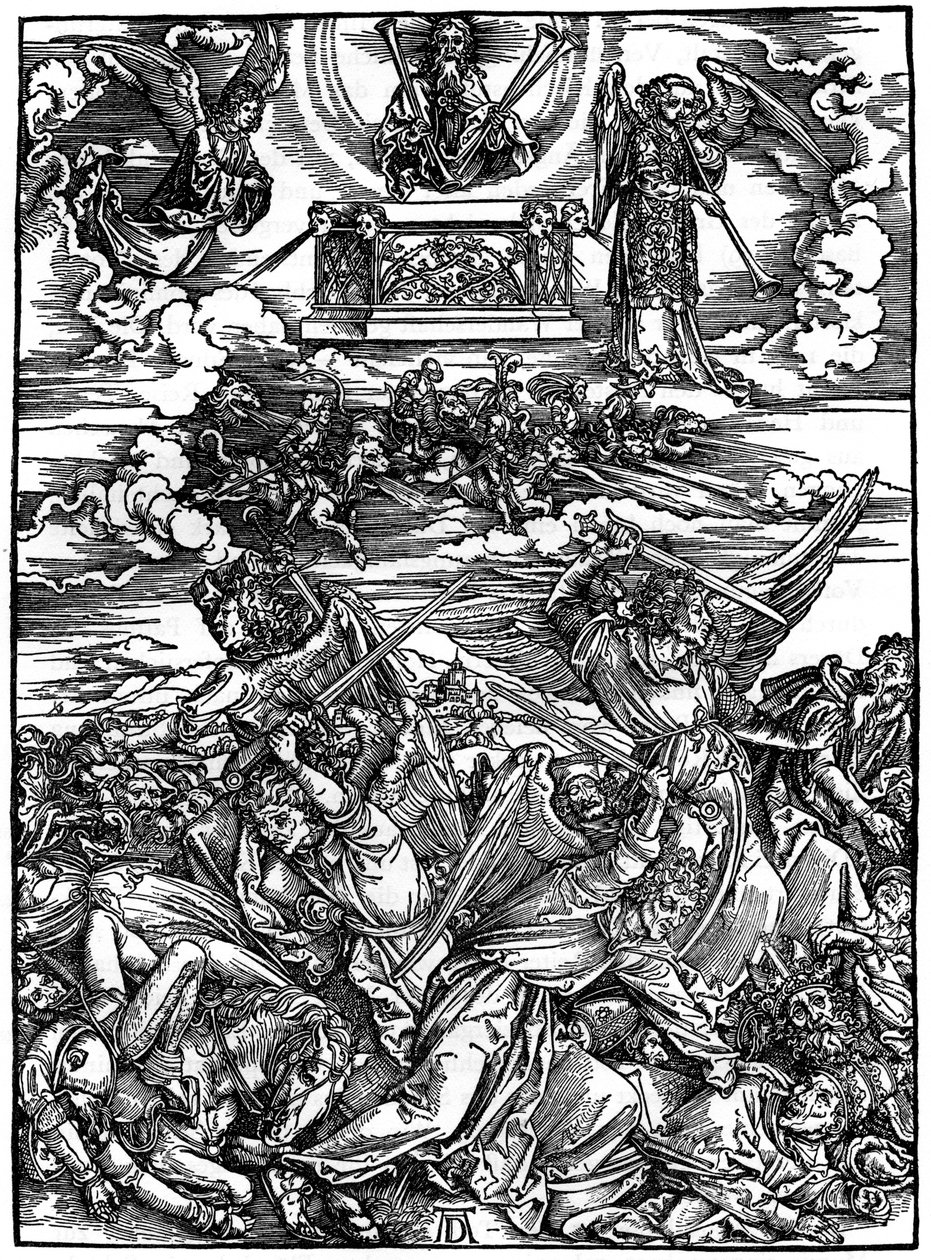 De fyra hämndlystna änglarna, 1498, 1936 av Albrecht Dürer