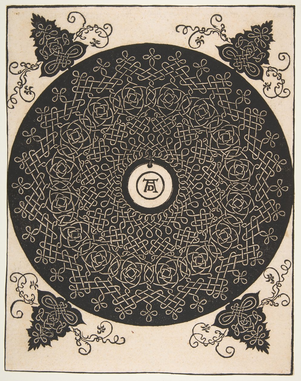 Den fjärde knuten. Interlaced Roundel med en rund medaljong i mitten, efter 1528. av Albrecht Dürer