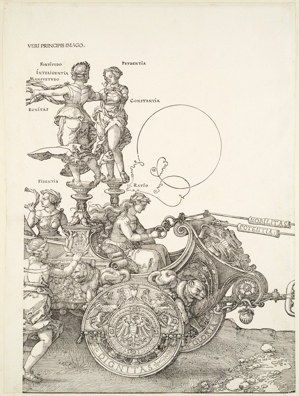 Den stora triumfvagnen: vagnens högra del med Fidentia och Ratio av Albrecht Dürer