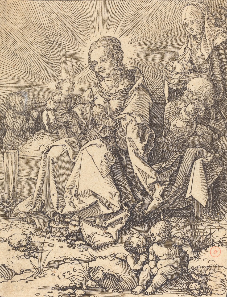 Den heliga familjen på en gräsbänk, 1526. av Albrecht Dürer