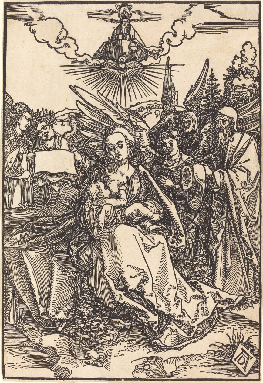 Den heliga familjen med fem änglar av Albrecht Dürer