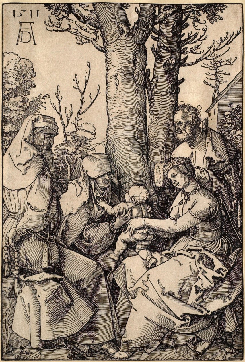 Den heliga familjen med Joakim och Anna under ett träd av Albrecht Dürer