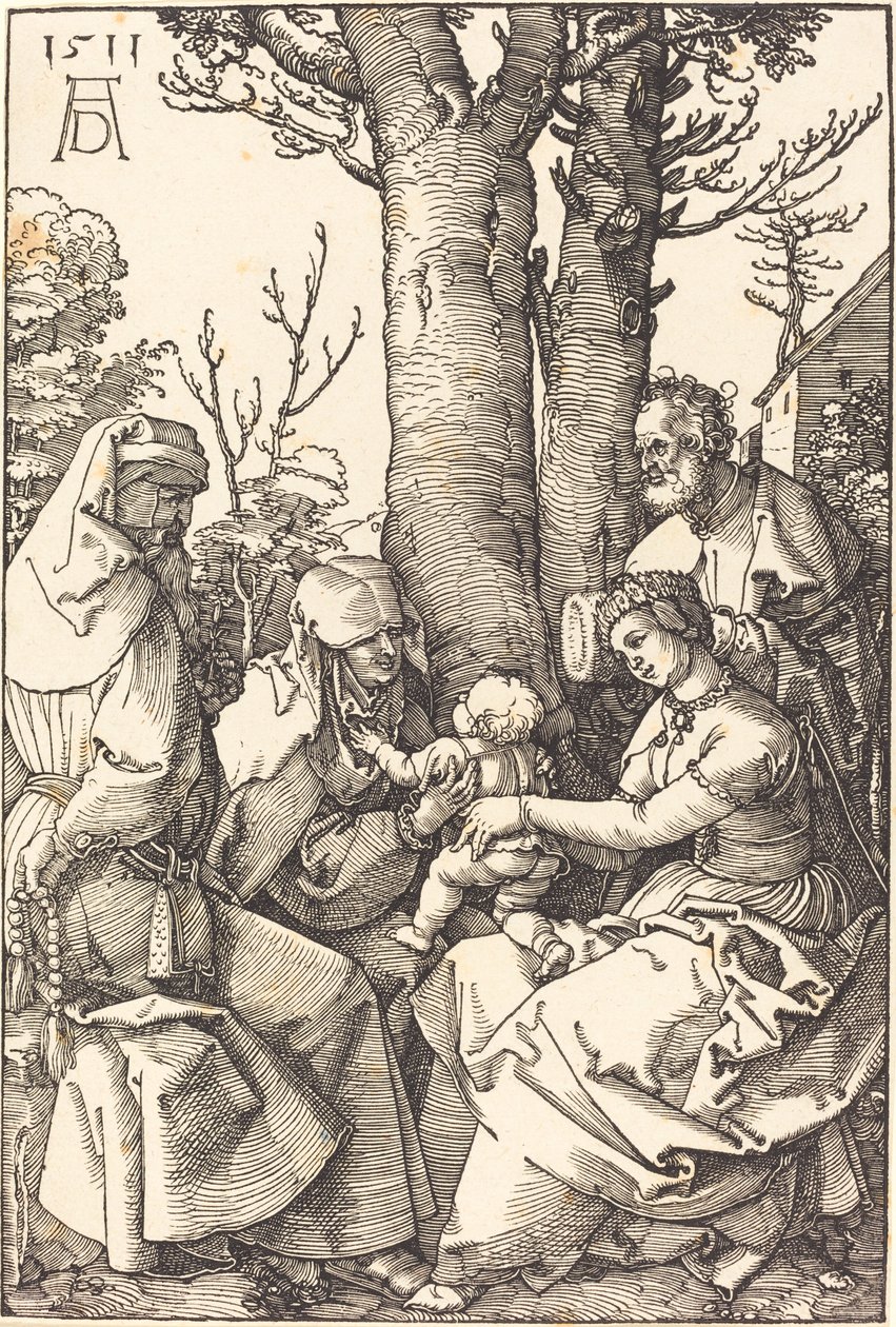 Den heliga familjen med Joachim och Anne under ett träd av Albrecht Dürer