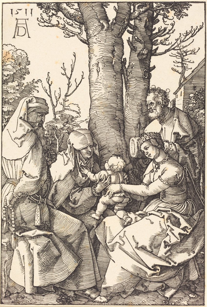 Den heliga familjen med Joakim och Anna under ett träd av Albrecht Dürer