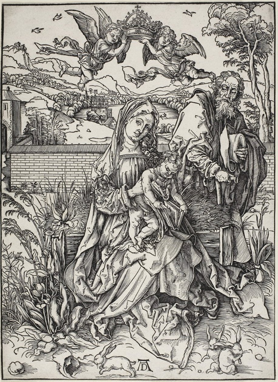 Den heliga familjen med tre harar av Albrecht Dürer