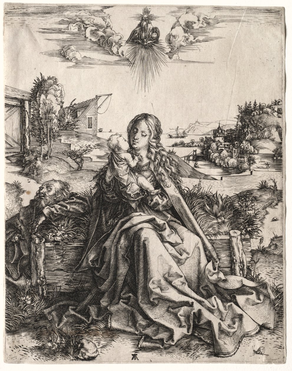 Den heliga familjen med fjärilen. av Albrecht Dürer