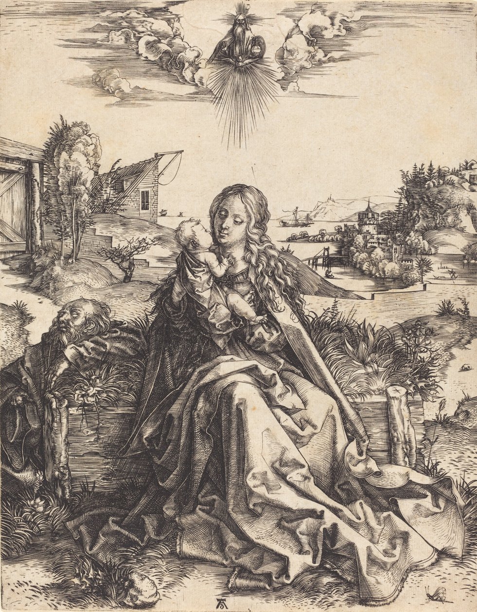 Den heliga familjen med majflugan, 14951496. av Albrecht Dürer
