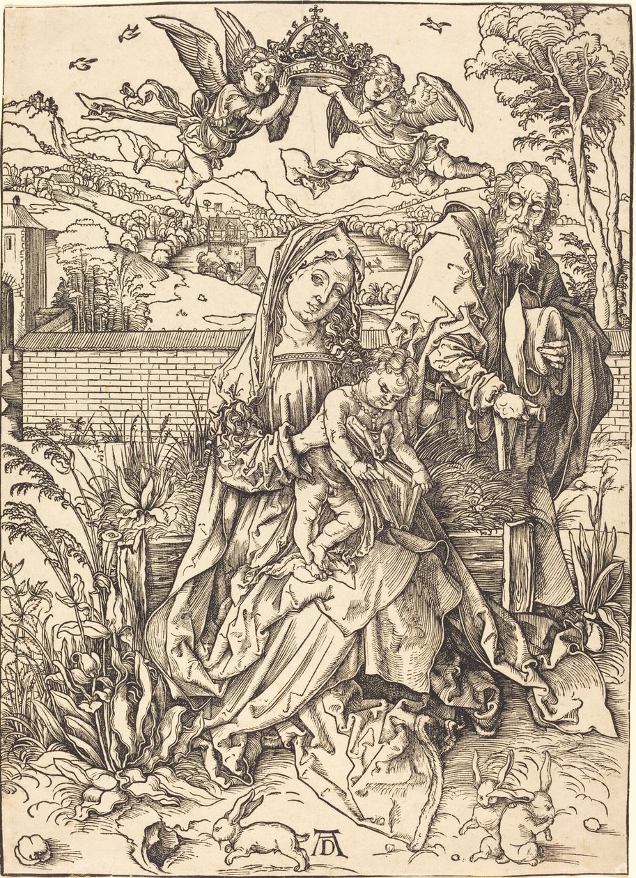 Den heliga familjen med de tre hararna av Albrecht Dürer