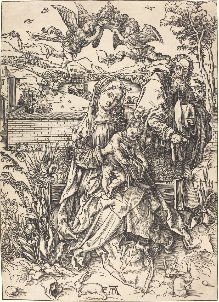 Den heliga familjen med de tre hararna av Albrecht Dürer