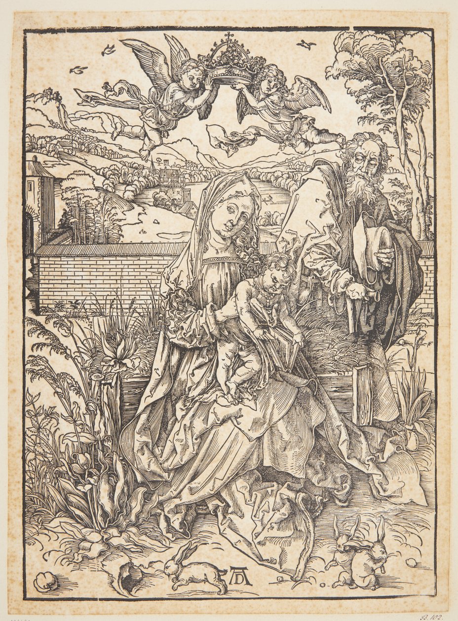 Den heliga familjen med tre harar av Albrecht Dürer