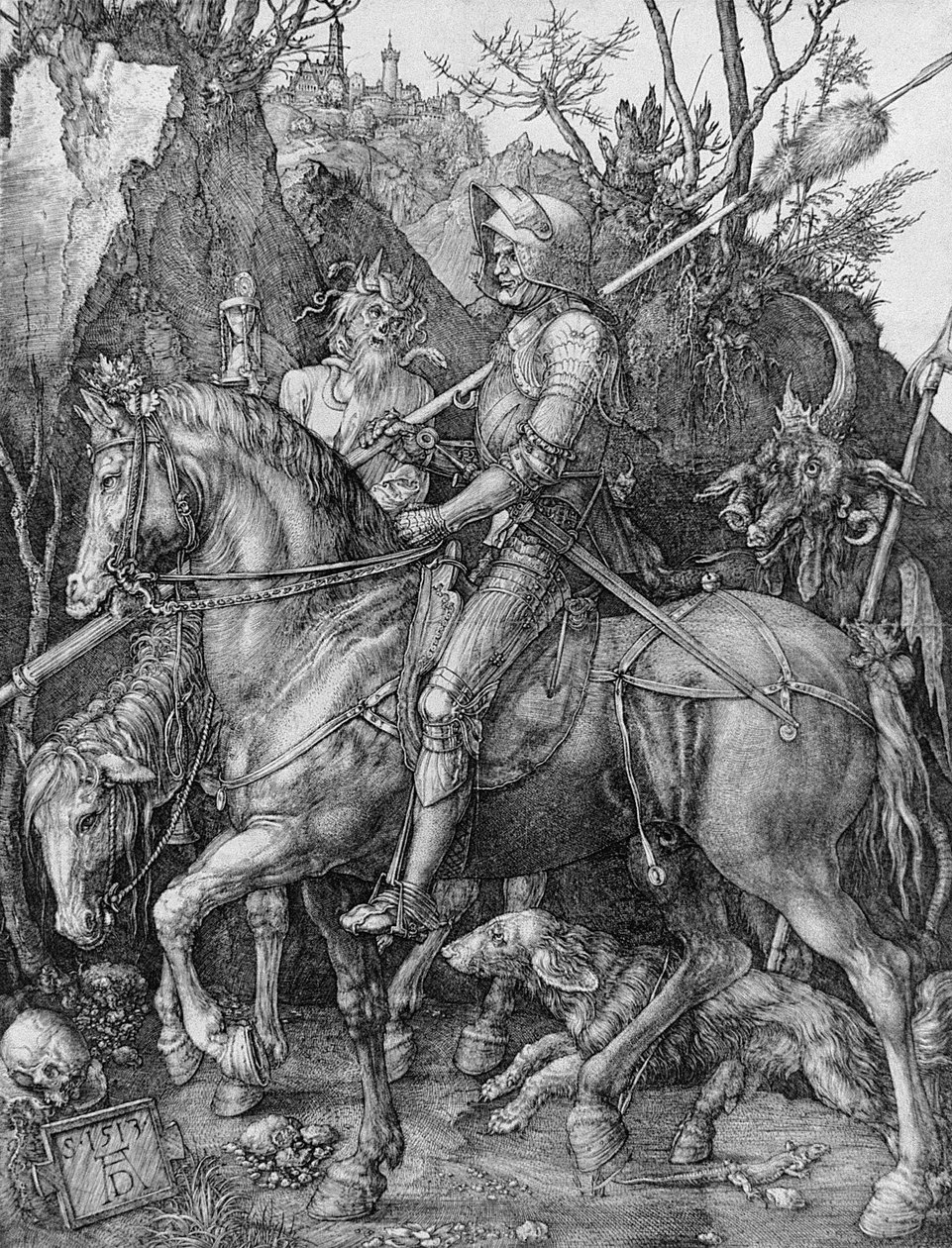 Riddaren, döden och djävulen, 1513 av Albrecht Dürer
