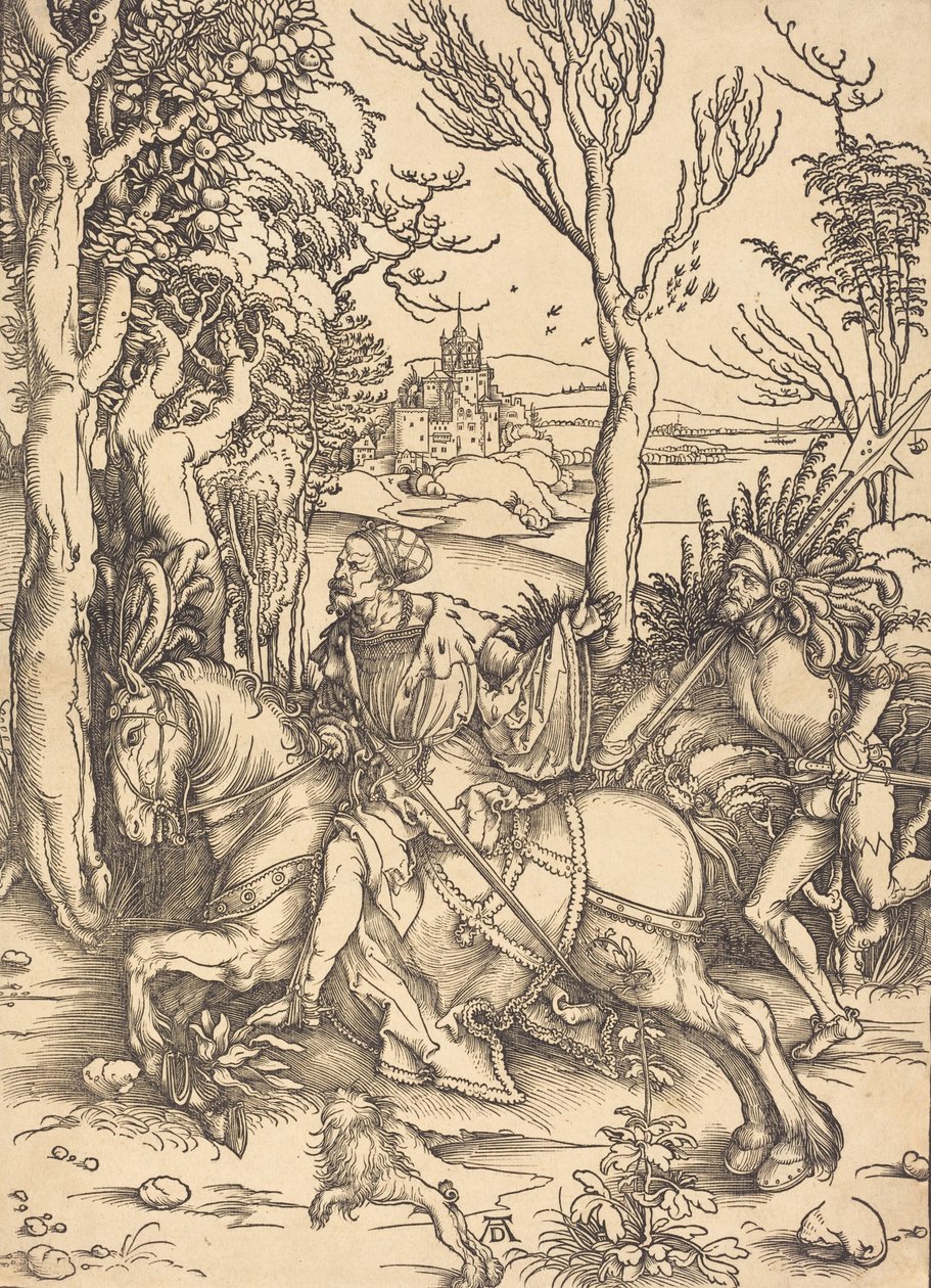 Riddaren till häst och Lansquenet, ca. 14961497. av Albrecht Dürer