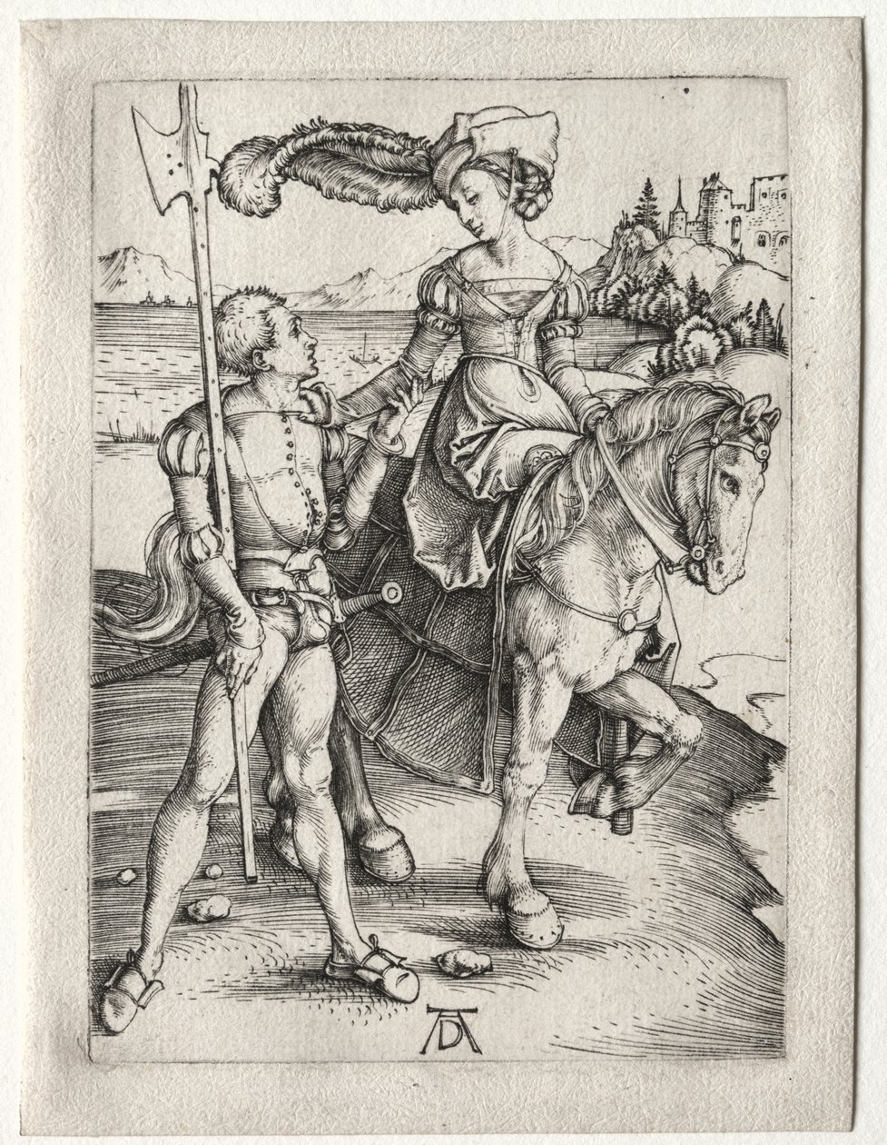 Lady Riding och Landsknecht av Albrecht Dürer