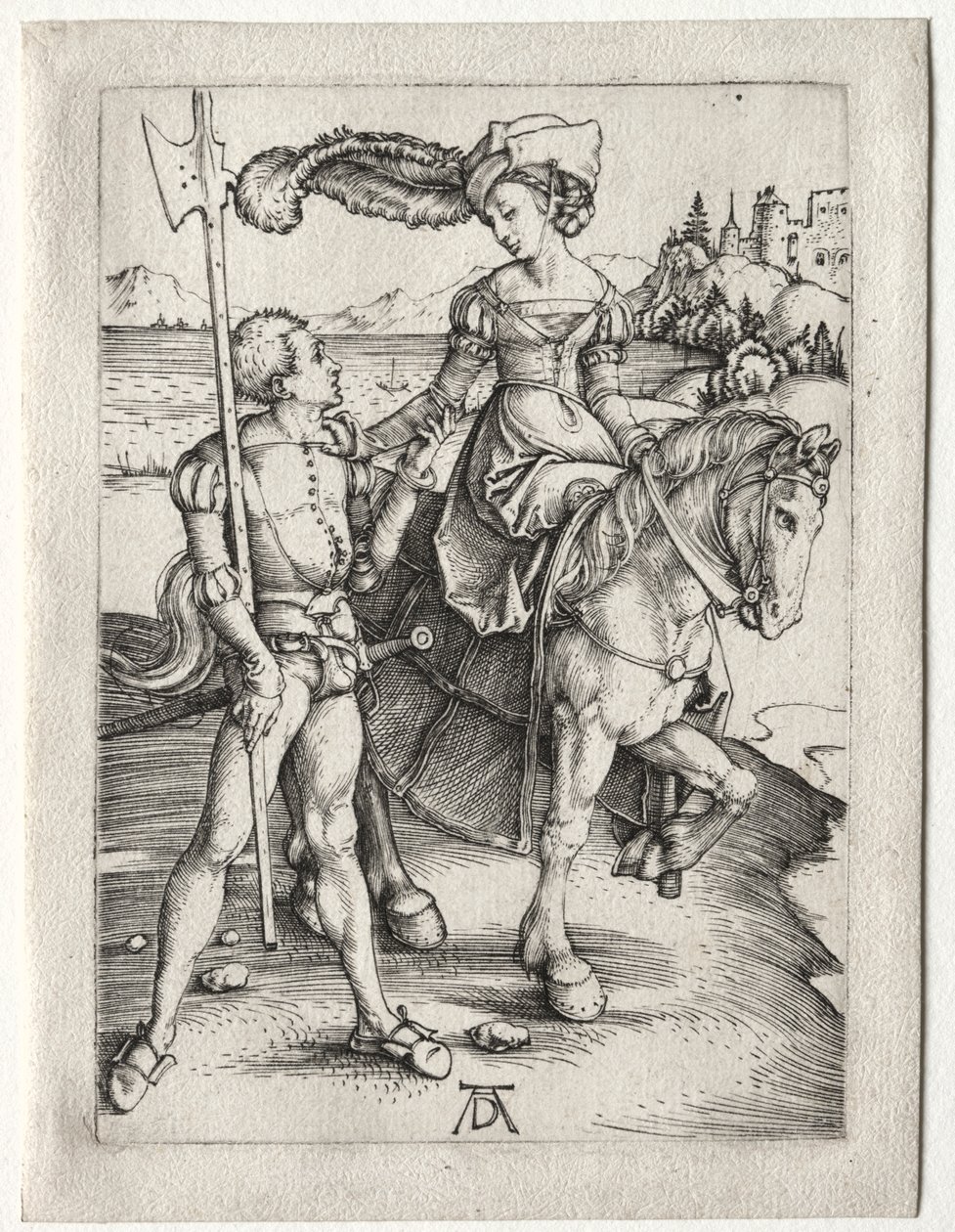Lady Riding and the Landsknecht, ca. 1497. av Albrecht Dürer