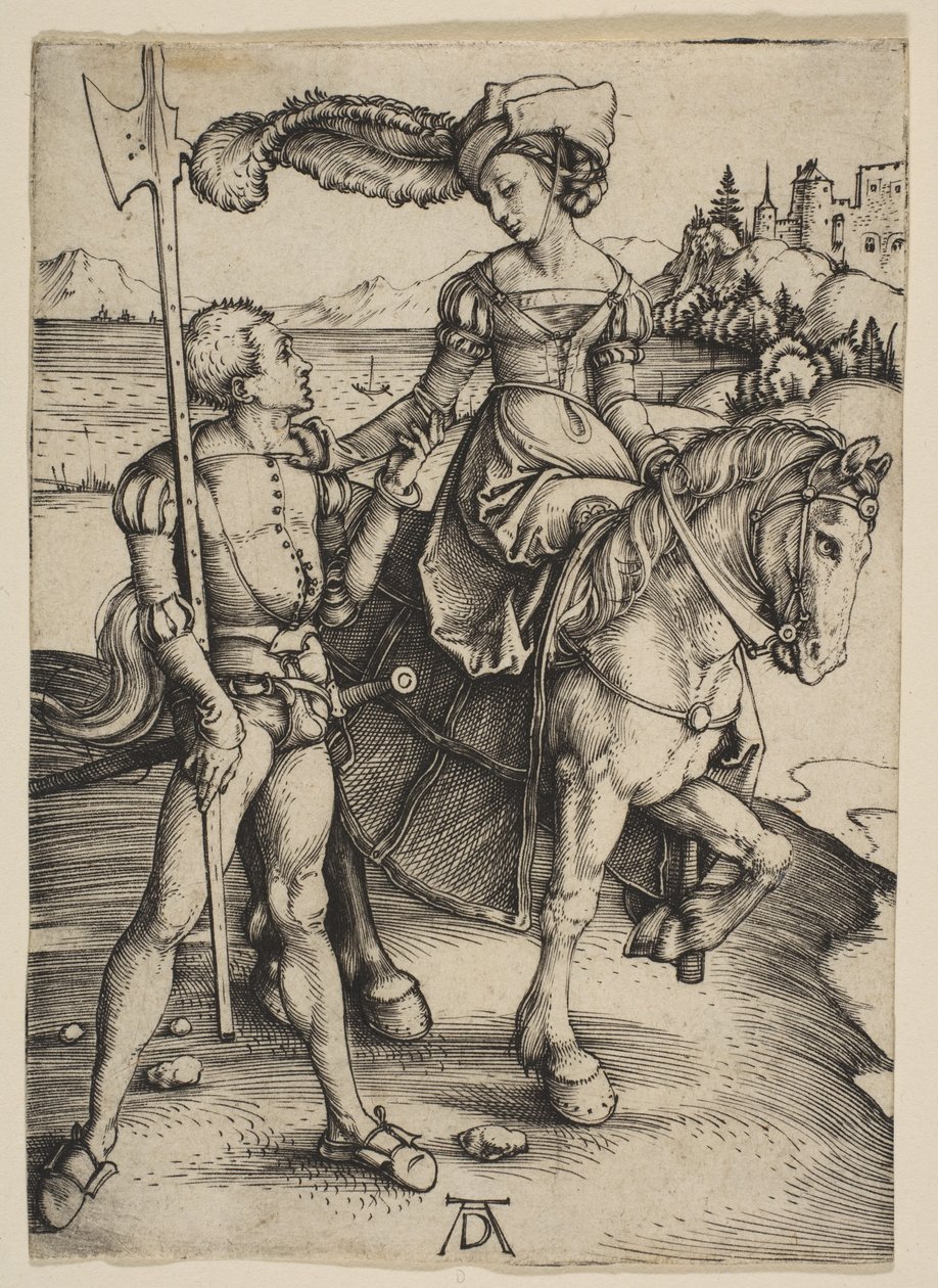 Damen till häst och lansqueneterna av Albrecht Dürer