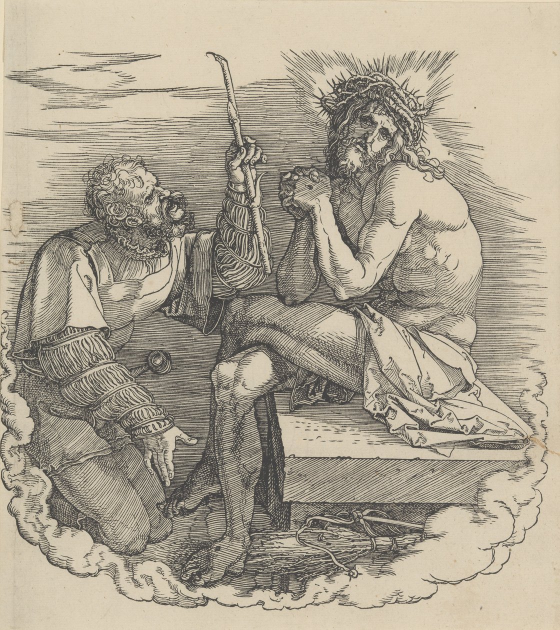 Sorgernas man hånad av en soldat, frontispice till den stora passionen,.n.d., n.d.. av Albrecht Dürer