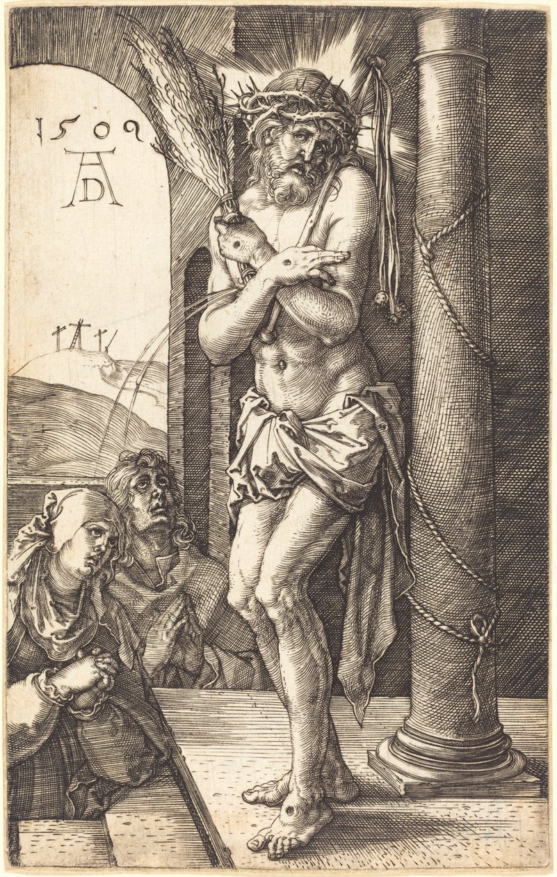 Sorgernas man som står vid kolonnen av Albrecht Dürer
