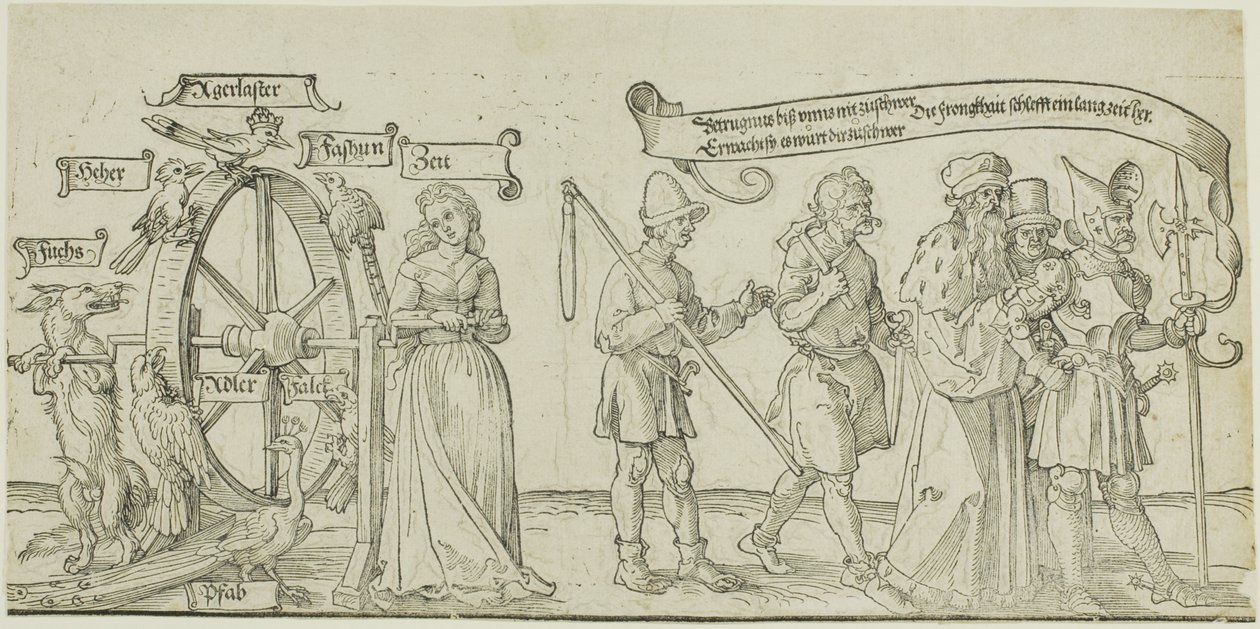 Michelfeldttapeten (Allegori om social orättvisa), första delen av tre av Albrecht Dürer