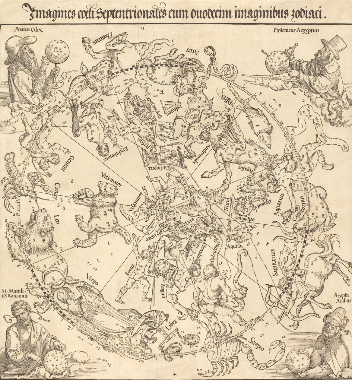 Det norra himmelska halvklotet, 1515. av Albrecht Dürer